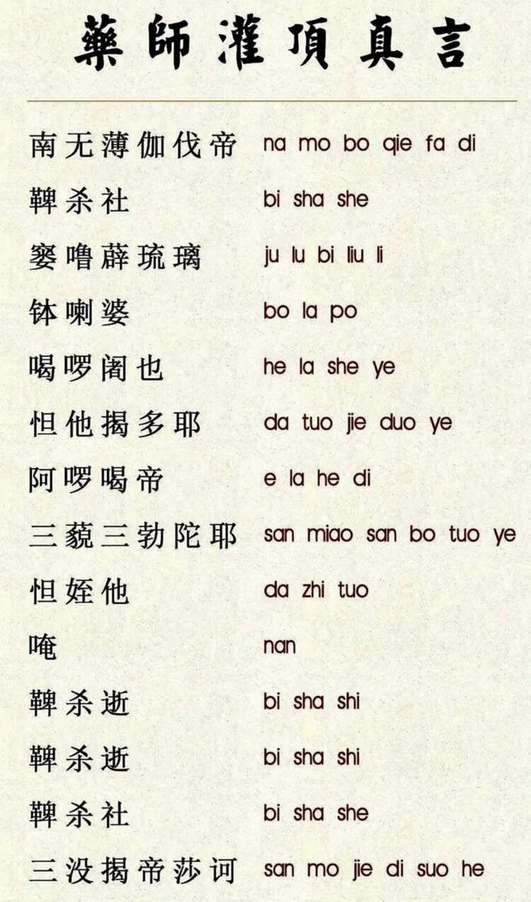 药师咒全文